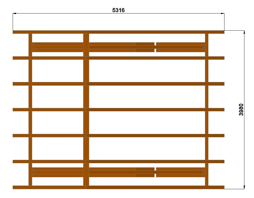 Verzapfter Holzcarport 5,30 × 3,98 m aus KVH – Produktbild / technische Ansicht 3