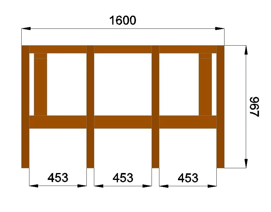 Haustürvordach Pultdach 1,60 × 0,97 m – Grundgestell – Produktbild / technische Ansicht 3