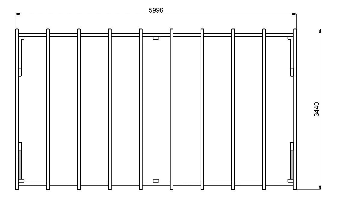 Wohnmobil-Holzcarport 5,99 × 3,44 m – Holzkonstruktion – Produktbild / technische Ansicht 3