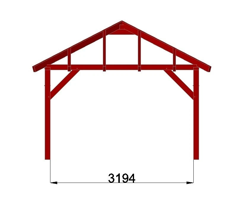 Holzpavillon 5,56 × 3,99 m – Grundgestell aus KVH – Produktbild / technische Ansicht 6