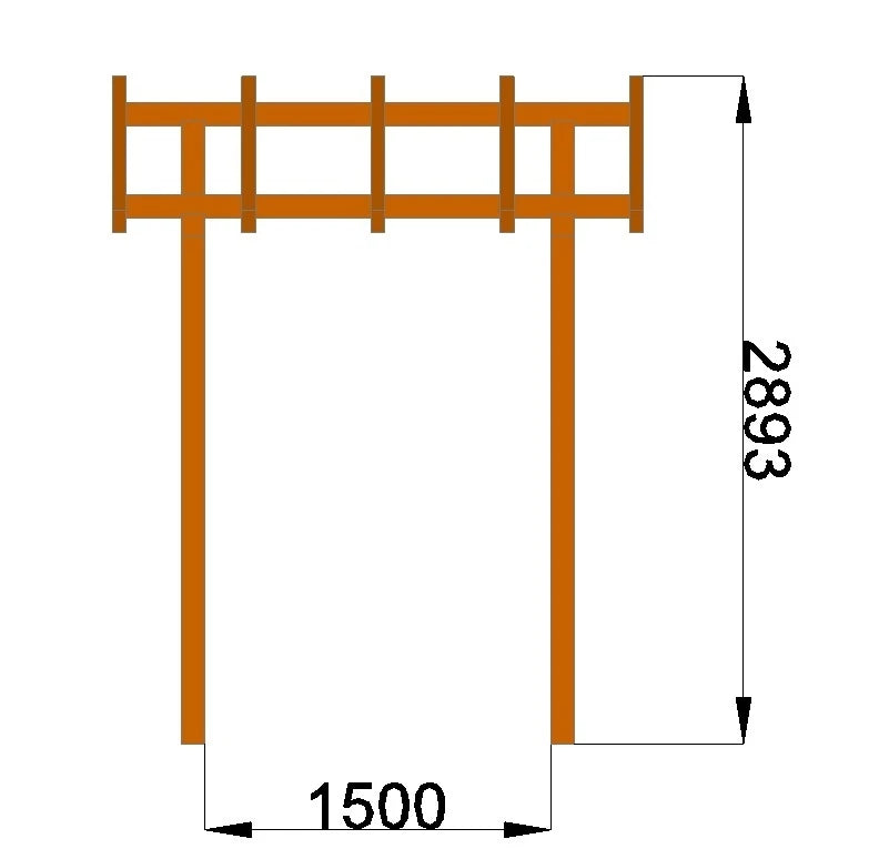 Haustürvordach 2,30 × 1,60 m – Grundgestell aus KVH – Produktbild / technische Ansicht 5