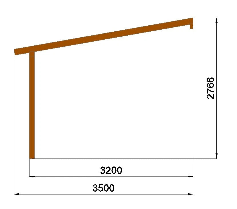 Terrassenüberdachung 5,00 × 3,50 m – Grundgestell aus KVH – Produktbild / technische Ansicht 6