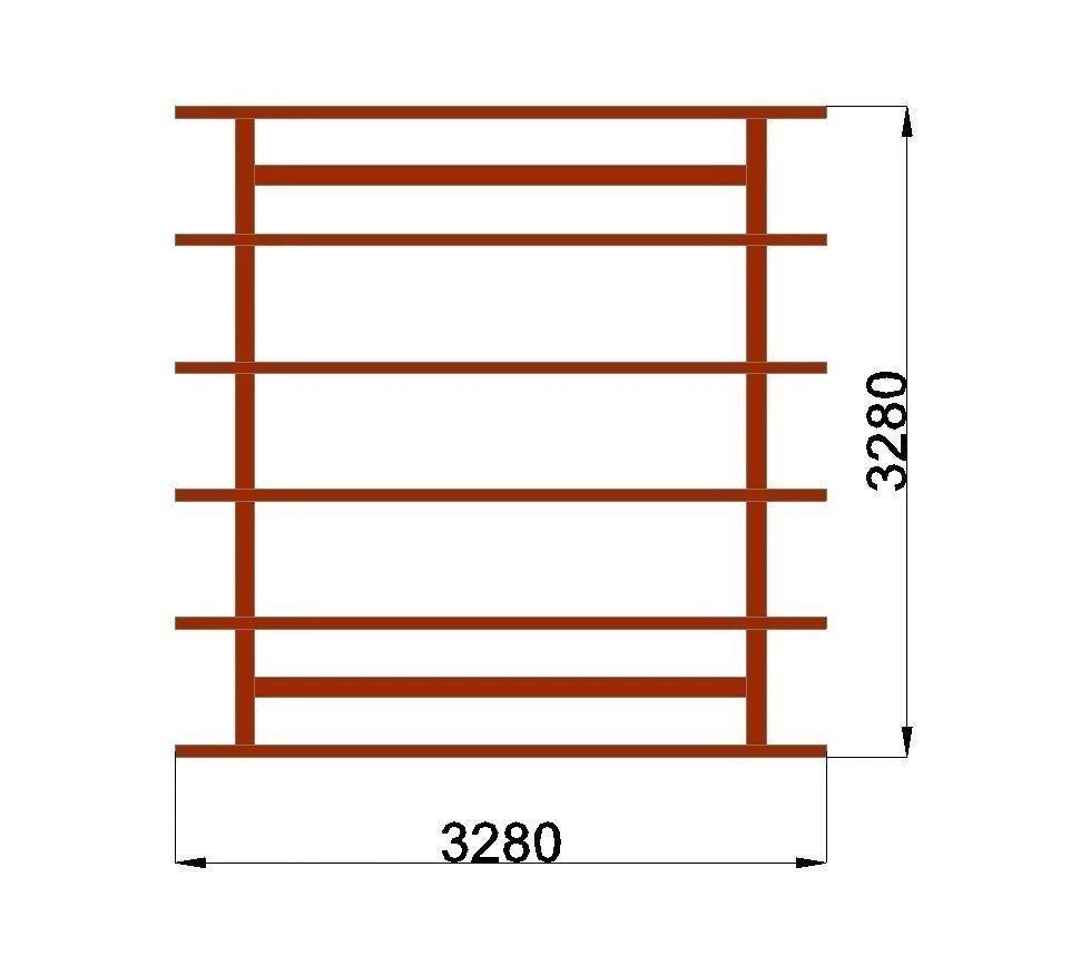 Holzpavillon Flachdach 3,28 × 3,28 m – Grundgestell – Produktbild / technische Ansicht 4