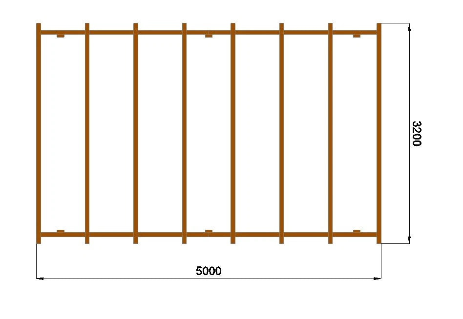 Kompakter Holzcarport 5,00 × 3,20 m – Grundgestell – Produktbild / technische Ansicht 5