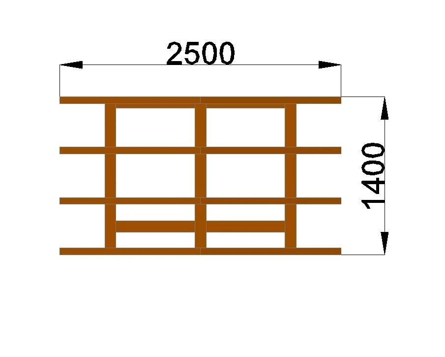 Haustürvordach Satteldach 2,50 × 1,40 m – Holzkonstruktion – Produktbild / technische Ansicht 4