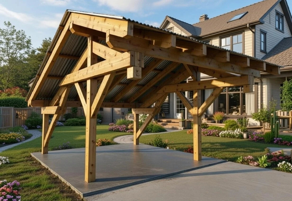 Verzapfter Holzcarport 5,30 × 3,98 m aus KVH