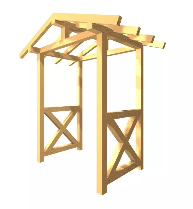Haustürvordach Satteldach 2,50 × 1,40 m – Holzkonstruktion – Produktbild / technische Ansicht 3