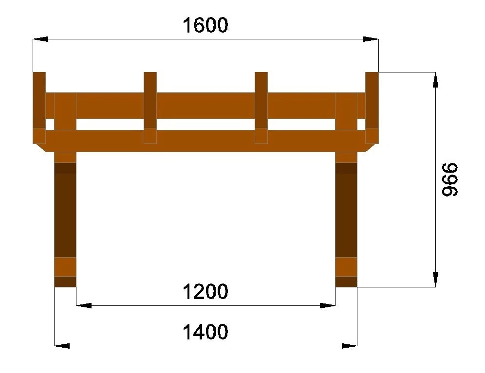 Haustürvordach Pultdach 1,60 × 0,97 m – Grundgestell – Produktbild / technische Ansicht 4