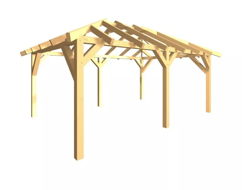 Holzpavillon 5,56 × 3,99 m – Grundgestell aus KVH – Produktbild / technische Ansicht 3