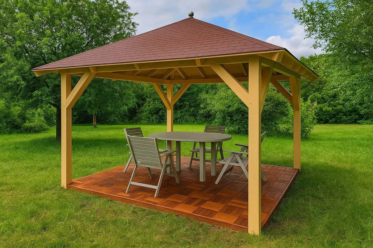 Verzapfter Gartenpavillon 4,06 × 4,06 m – Grundgestell