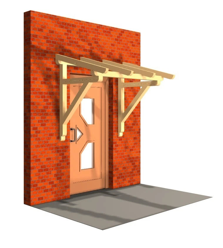 Haustürvordach 1,90 × 1,45 m – Grundgestell aus KVH