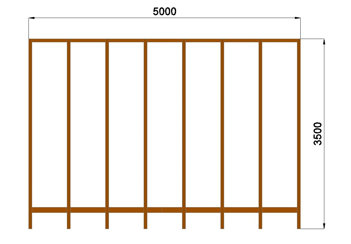 Terrassenüberdachung 5,00 × 3,50 m – Grundgestell aus KVH – Produktbild / technische Ansicht 4