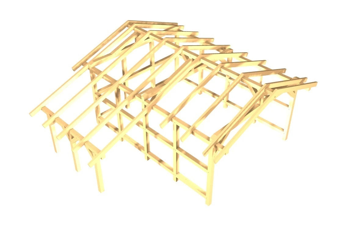 Verzapfter Carport mit Schleppdach 6,00 × 6,62 m – Grundgestell – Produktbild / technische Ansicht 5