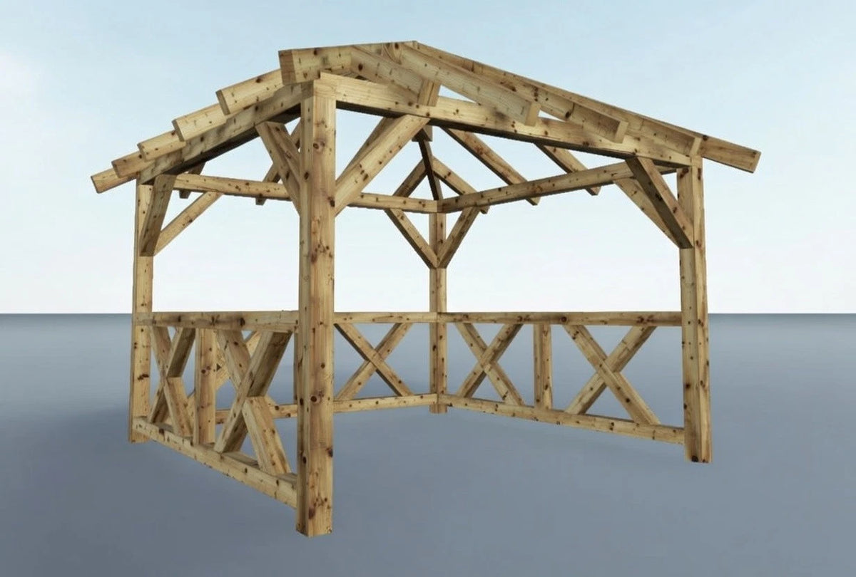 Holzpavillon 3 × 3 m – Grundgestell aus KVH – Produktbild / technische Ansicht 3