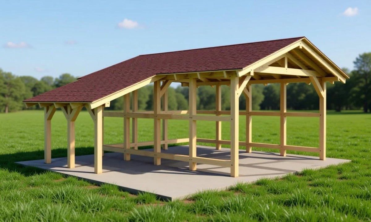 Verzapfter Carport mit Schleppdach 6,00 × 6,62 m – Grundgestell