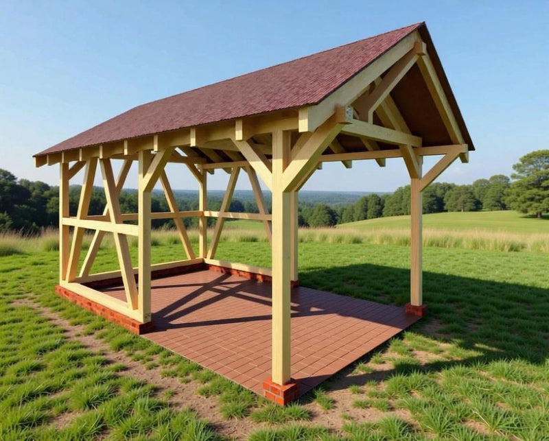 Verzapfter Fachwerk-Carport 6,00 × 4,30 m – Grundgestell