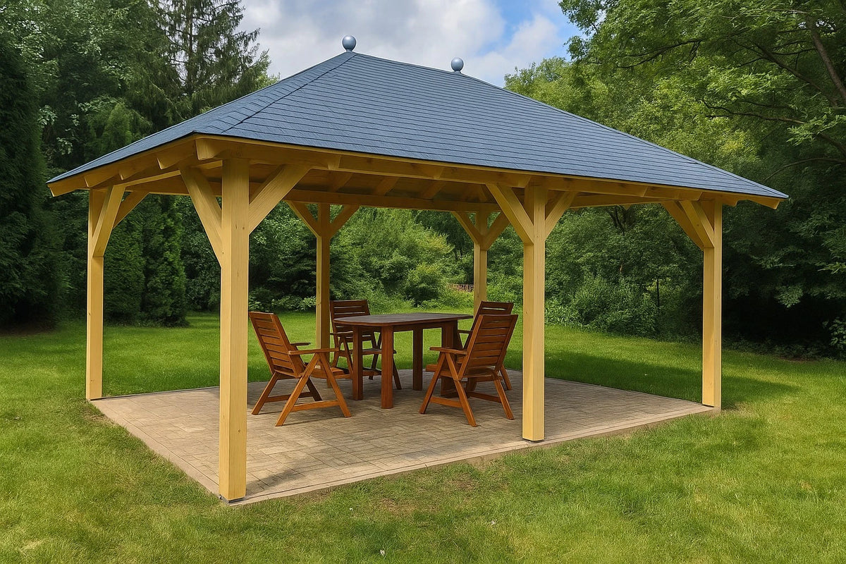Holzpavillon 5,56 × 3,99 m – Grundgestell aus KVH