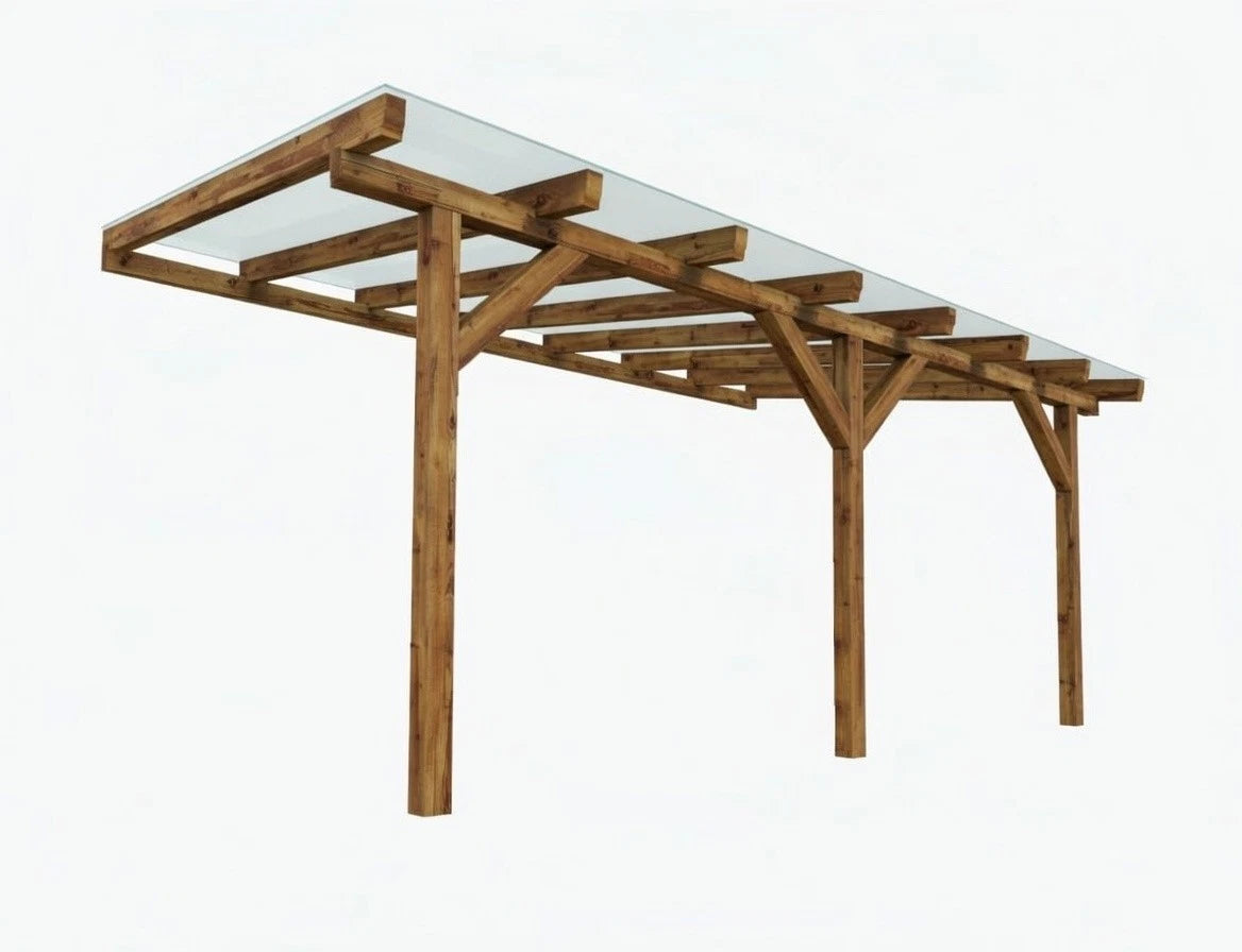 Terrassenüberdachung 5,00 × 3,50 m – Grundgestell aus KVH – Produktbild / technische Ansicht 2