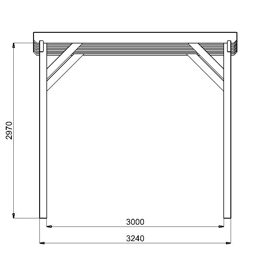 Wohnmobil-Holzcarport 5,99 × 3,44 m – Holzkonstruktion – Produktbild / technische Ansicht 5