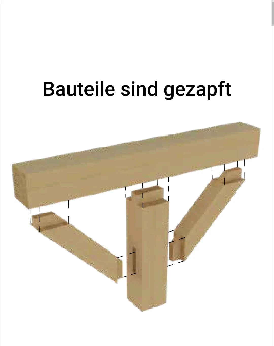 Verzapfte Terrassenüberdachung 6,00 × 3,96 m – Grundgestell – Produktbild / technische Ansicht 6