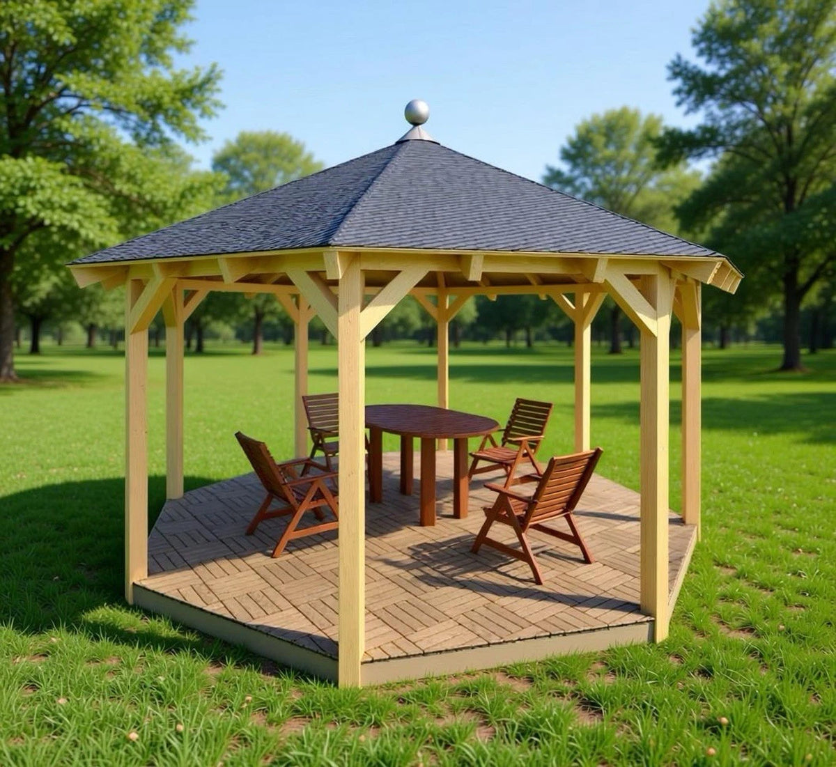8-Eck-Holzpavillon Ø 4,91 m – Grundgestell aus KVH