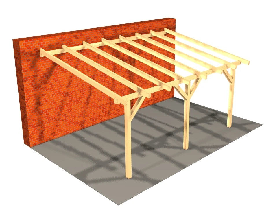 Terrassenüberdachung 5,00 × 3,50 m – Grundgestell aus KVH – Produktbild / technische Ansicht 3