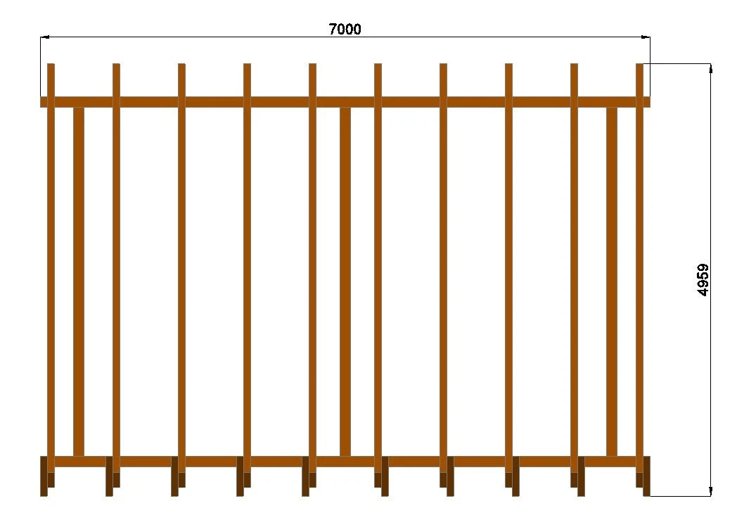 Verzapfter Doppelcarport 7,00 × 5,00 m aus KVH – Produktbild / technische Ansicht 3