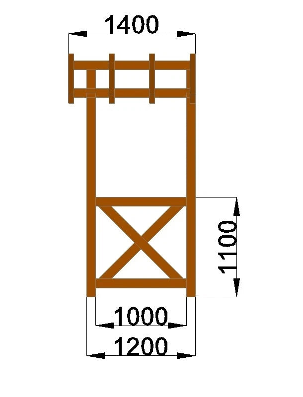 Haustürvordach Satteldach 2,50 × 1,40 m – Holzkonstruktion – Produktbild / technische Ansicht 5