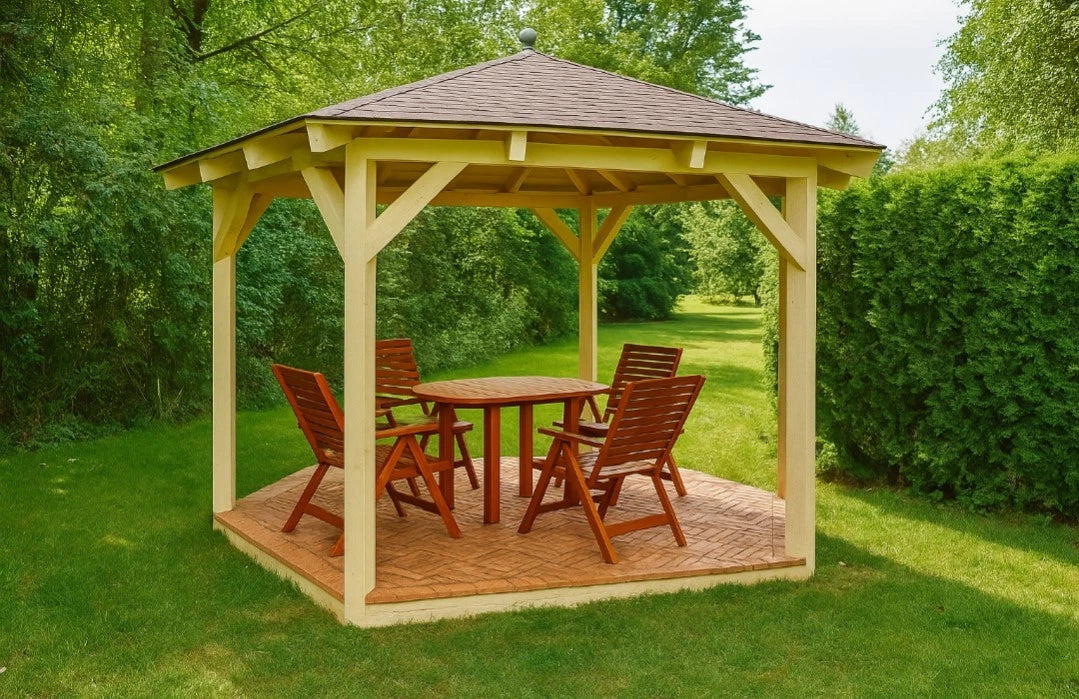 6-Eck-Holzpavillon Ø 4,24 m – Grundgestell aus KVH